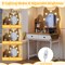 Kitty-Themed Vanity Desk with Mirror, Lights, and Built-In Power Outlets